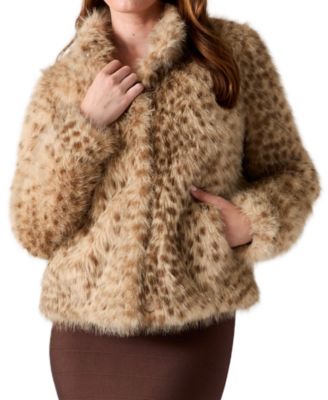 Women's Luna Leopard-Print High-Neck Faux Fur Jacket
