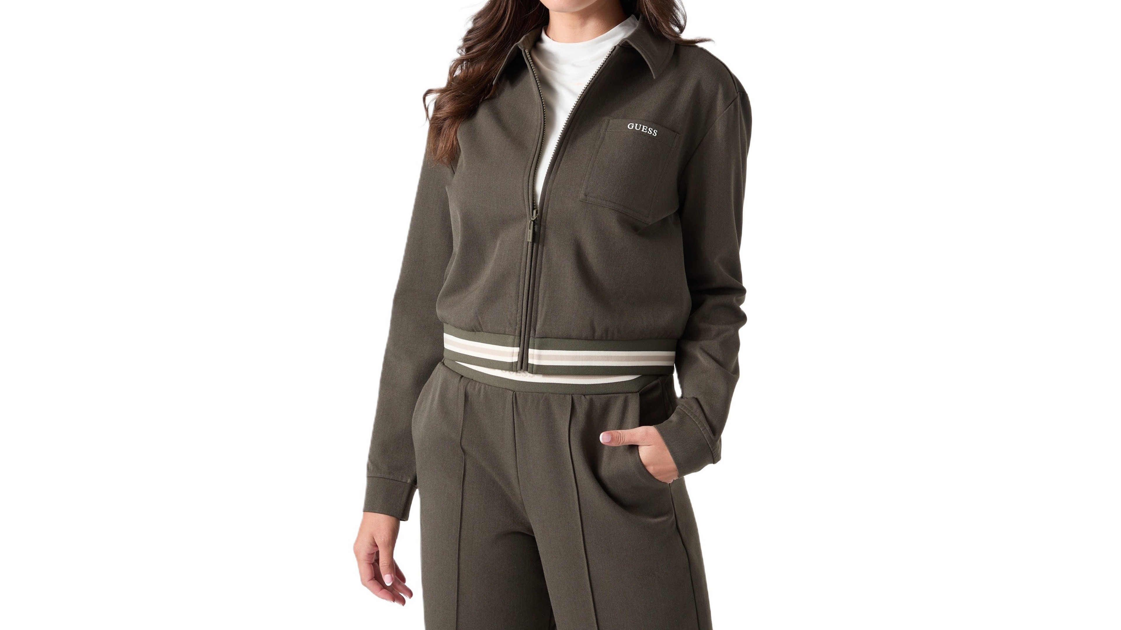 Guess Women's Goliarda Full-Zip Cropped High-Neck Jacket