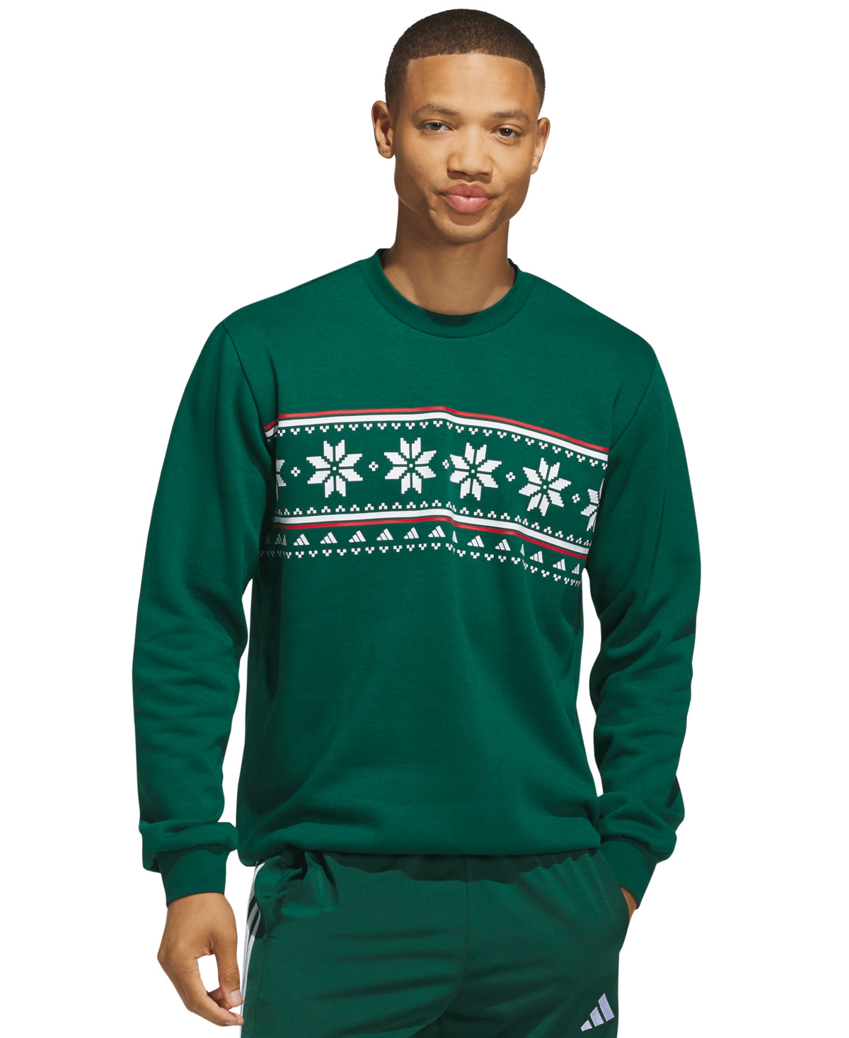 adidas Men's Holiday Sweater Graphic Sweatshirt - Collegiate Green
