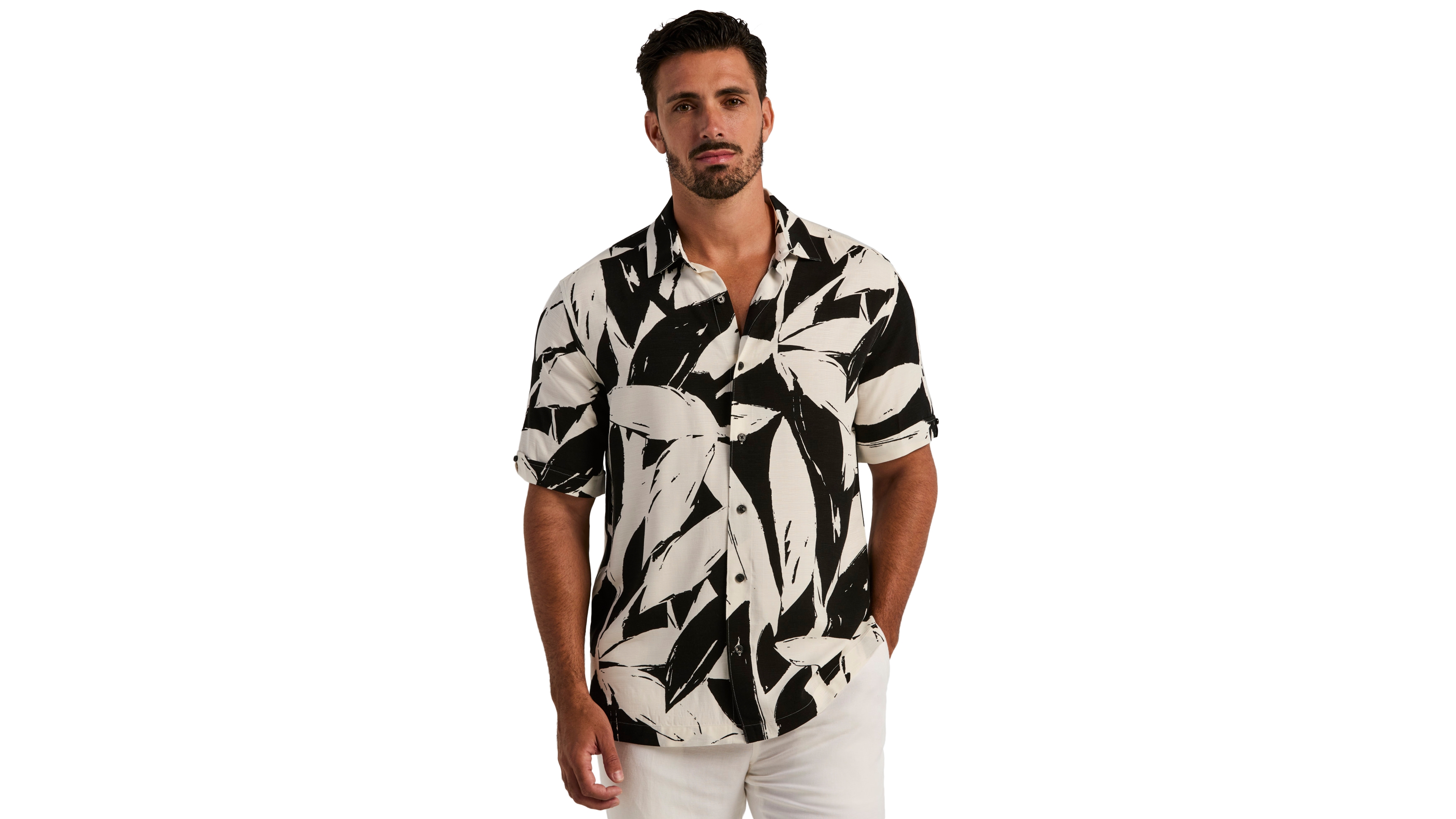 Cubavera Men's Classic-Fit Tropical-Print Point-Collar Short-Sleeve Shirt
