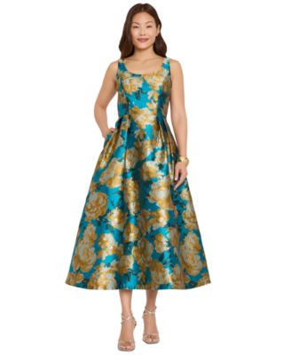 Women's Printed Scoop Neck Midi Dress