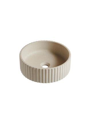 14 Inch Cement Beige Round Microcement Basin Bathroom Sink Without Cabinet Faucet or Sink Cover