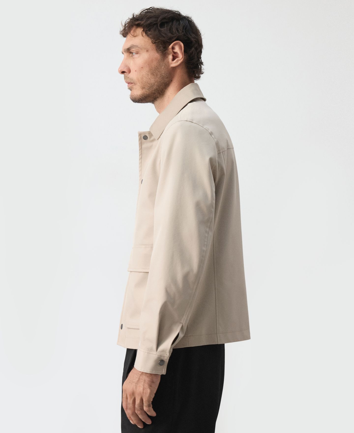 Мужская куртка Mango Water-Resistant Straight-Fit Shirt Jacket, цвет: Бежевый — фото 3