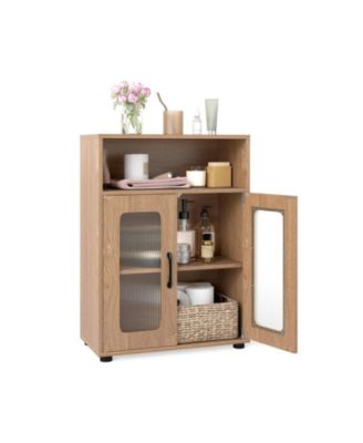 Freestanding Two-Door Bathroom Cabinet with Adjustable Shelves