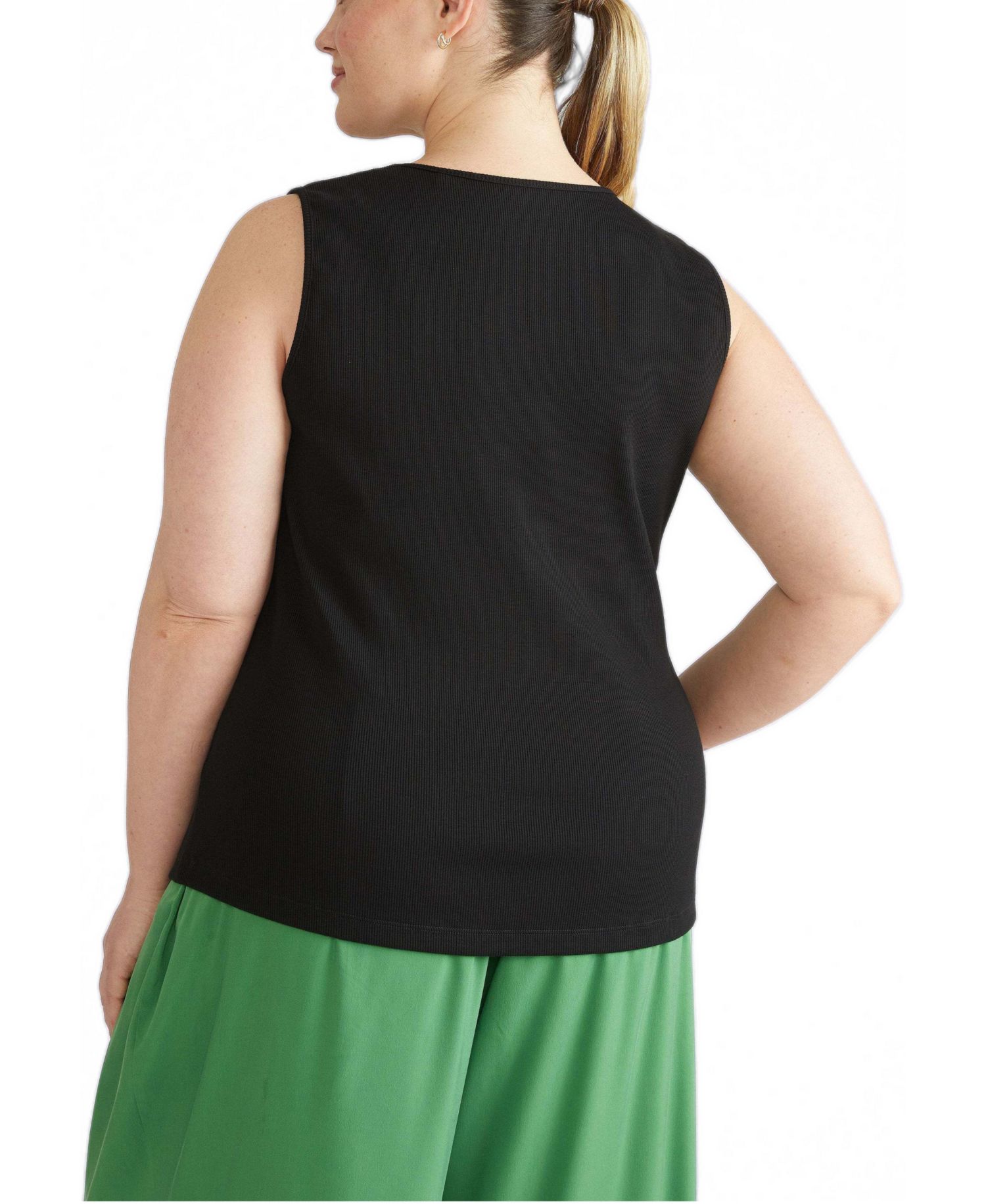Plus Size Daisy Fitted Ribbed Cotton-Blend Tank Top
