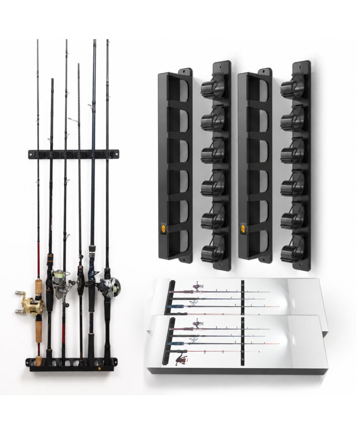 Furlihong Wall Mount Fishing Rod Holder Vertical Pole Storage Rack With Rubber Band Clamp