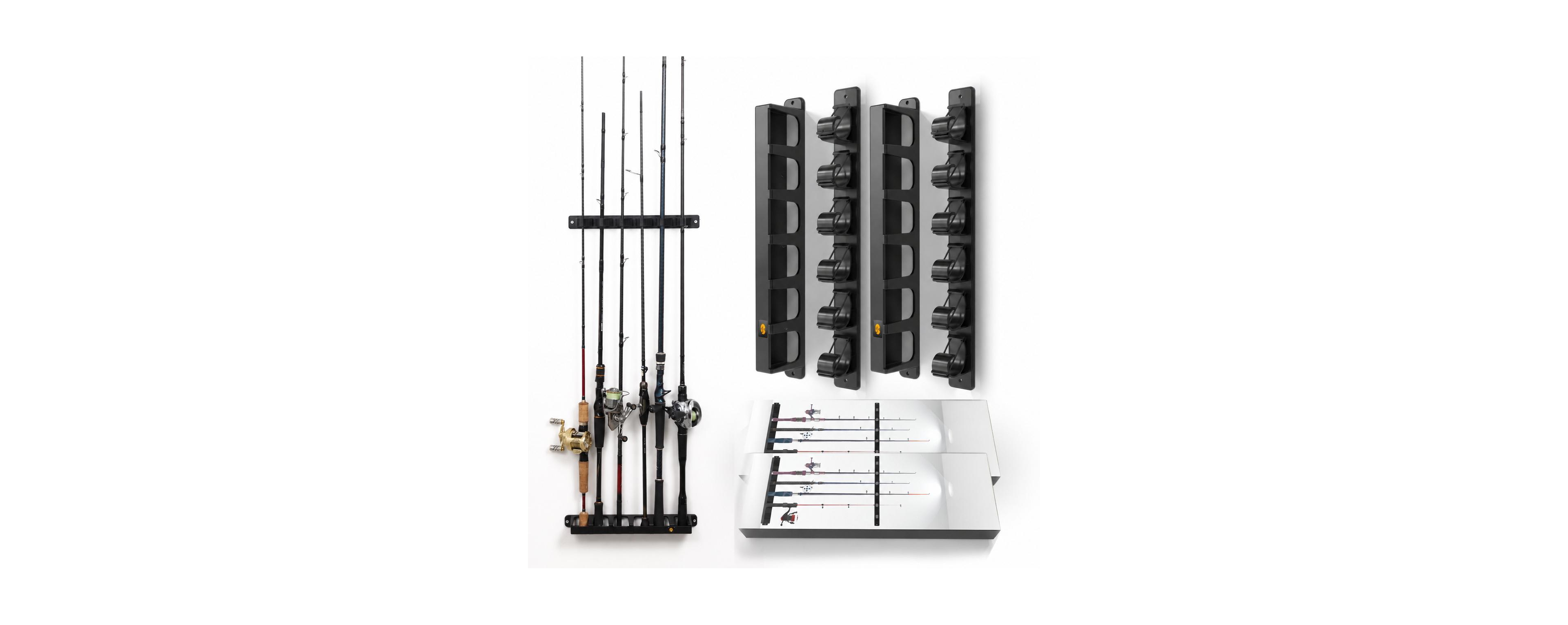 Furlihong Wall Mount Fishing Rod Holder Vertical Pole Storage Rack With Rubber Band Clamp