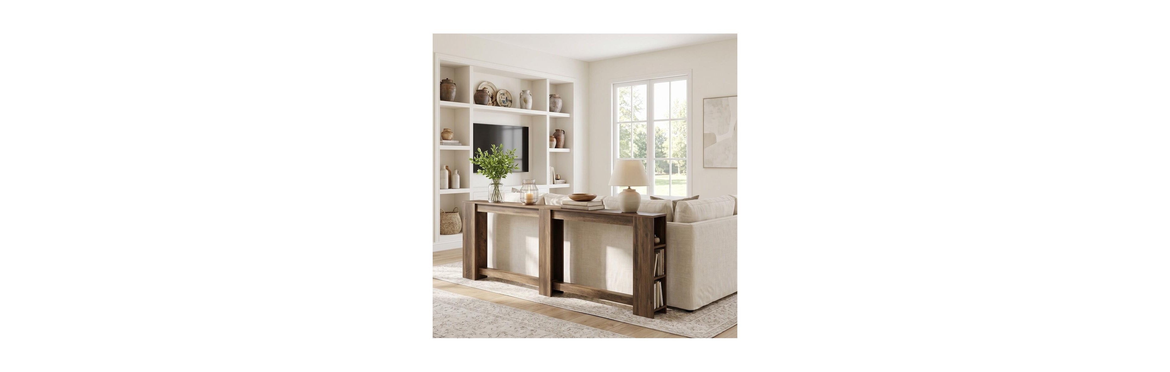Tribesigns 94.5" Extra Long Sofa Table with Open Shelves