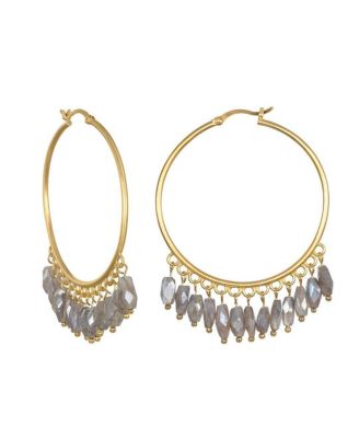 Gold Intuitive Path Labradorite Hoop Earrings