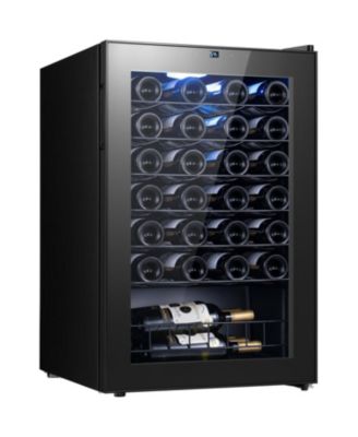 Mini Wine Cooler 46 Bottles Small Fridge With Glass Door Movable Rack 37-65degree Tabletop Built-in Under Counter Portable For Home and Office