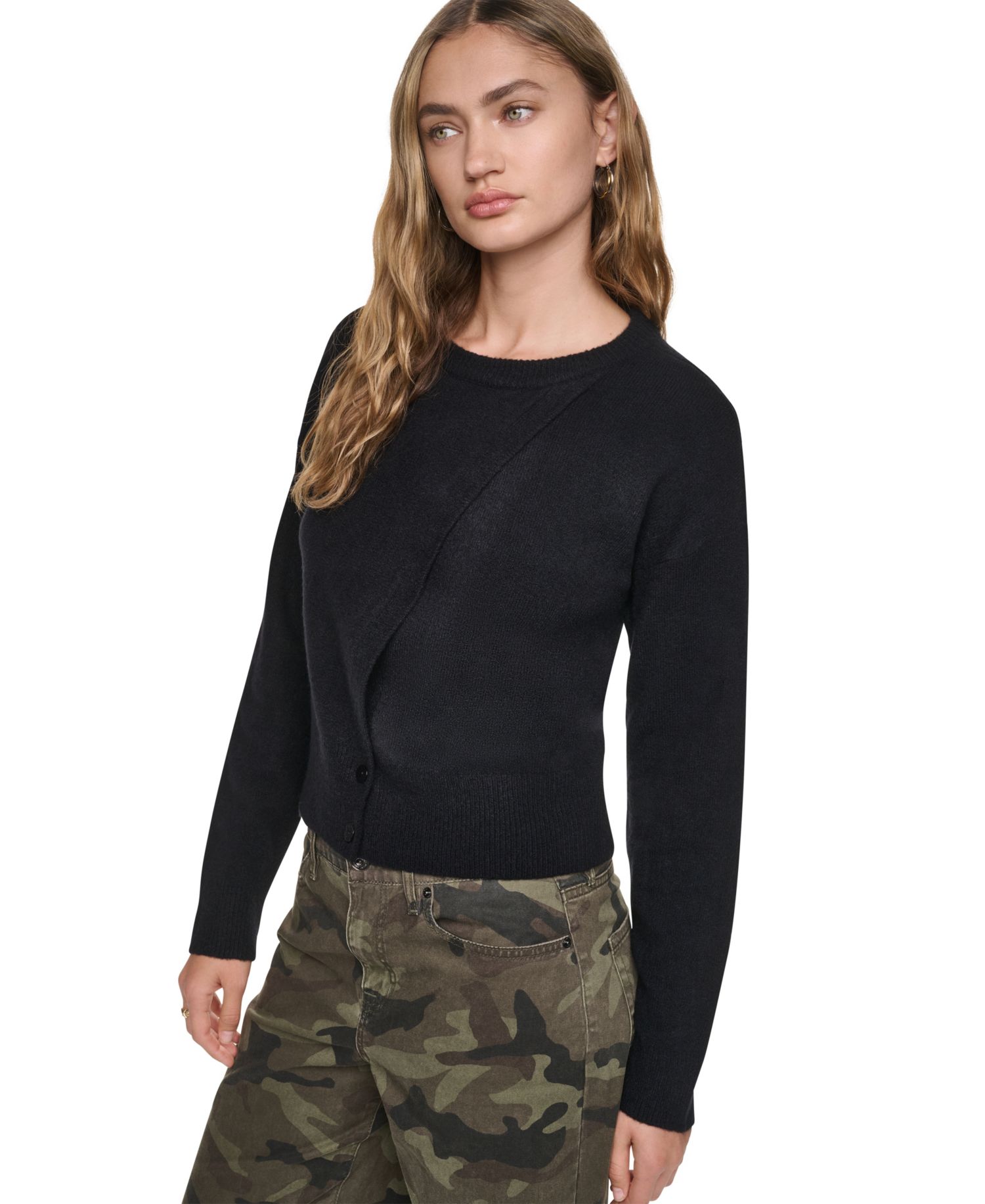 Women's Asymmetric Detailed Crewneck Sweater