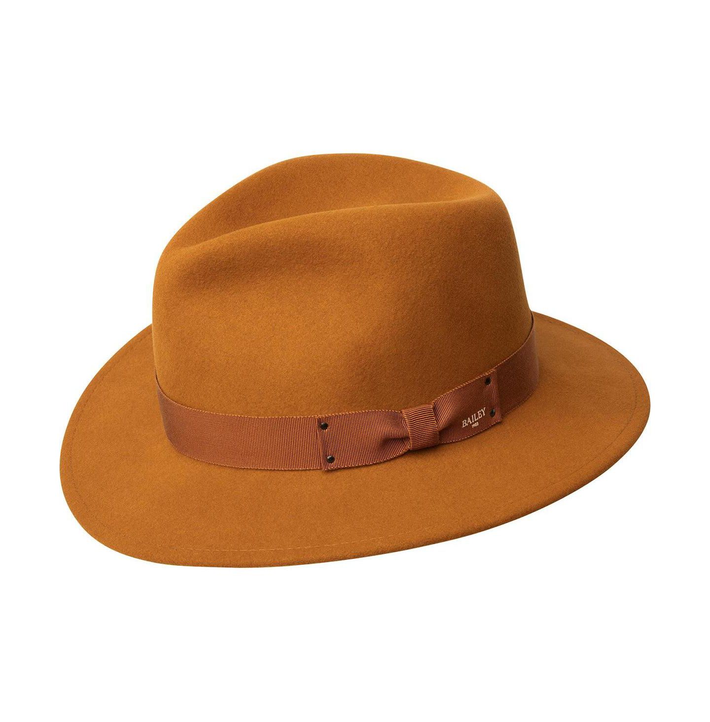 Мужские головные уборы Bailey 1922 Curtis Wool Fedora, цвет: Карамельный — фото 1
