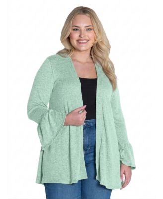 Plus Size Bell Sleeve Open Front Cardigan