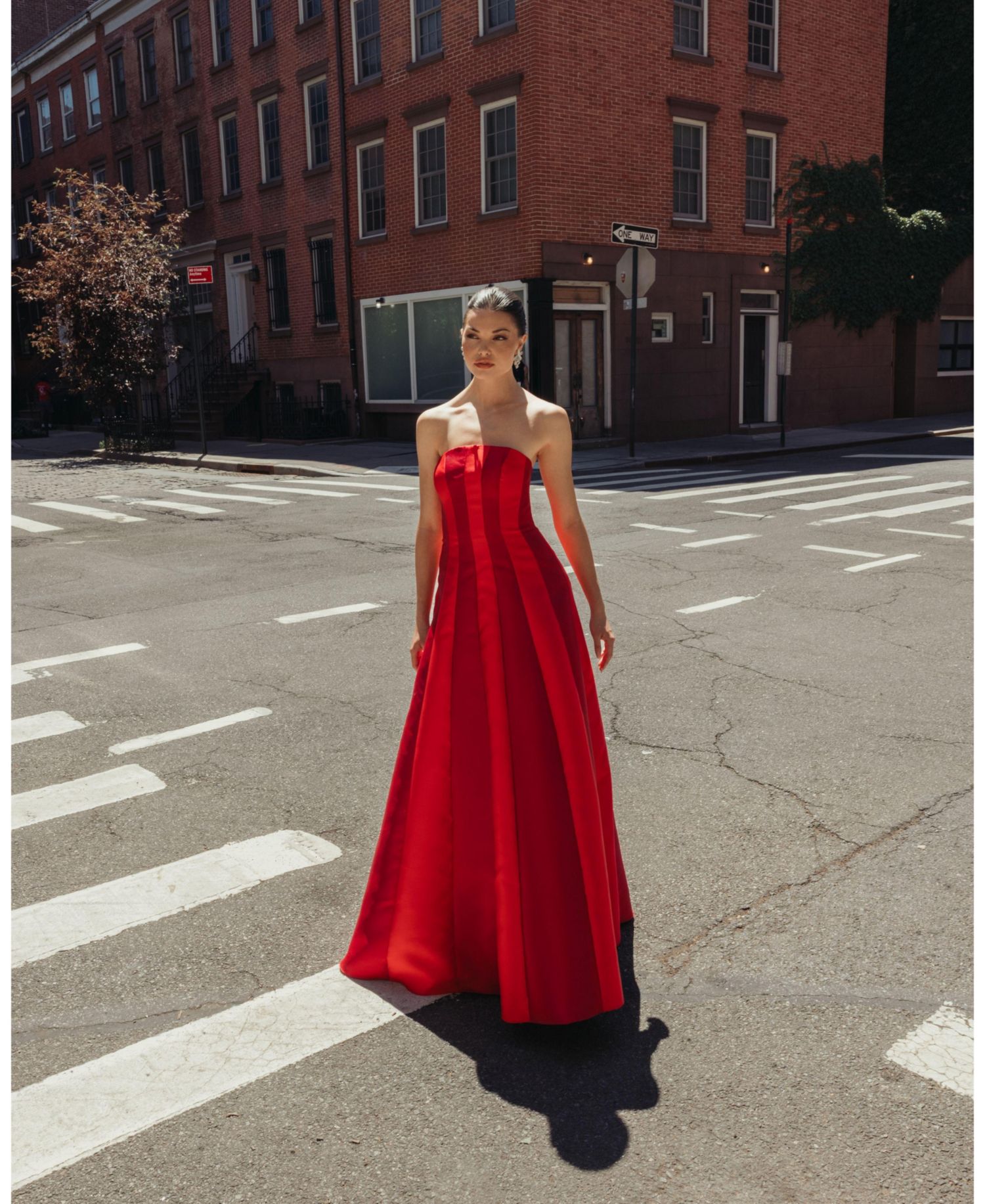 Women's Strapless Paneled Mikado Ball Gown