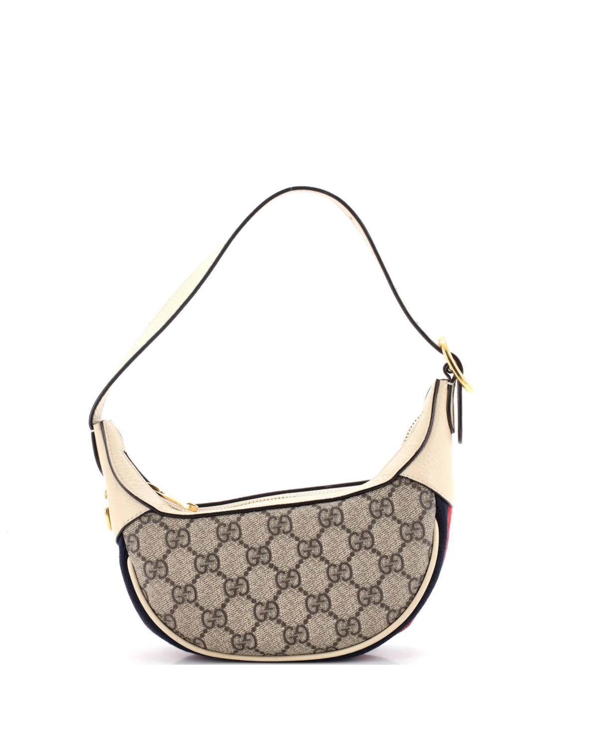 Pre-Owned Gucci Mini Ophidia Half Moon Bag Gg Coated Canvas - Natural