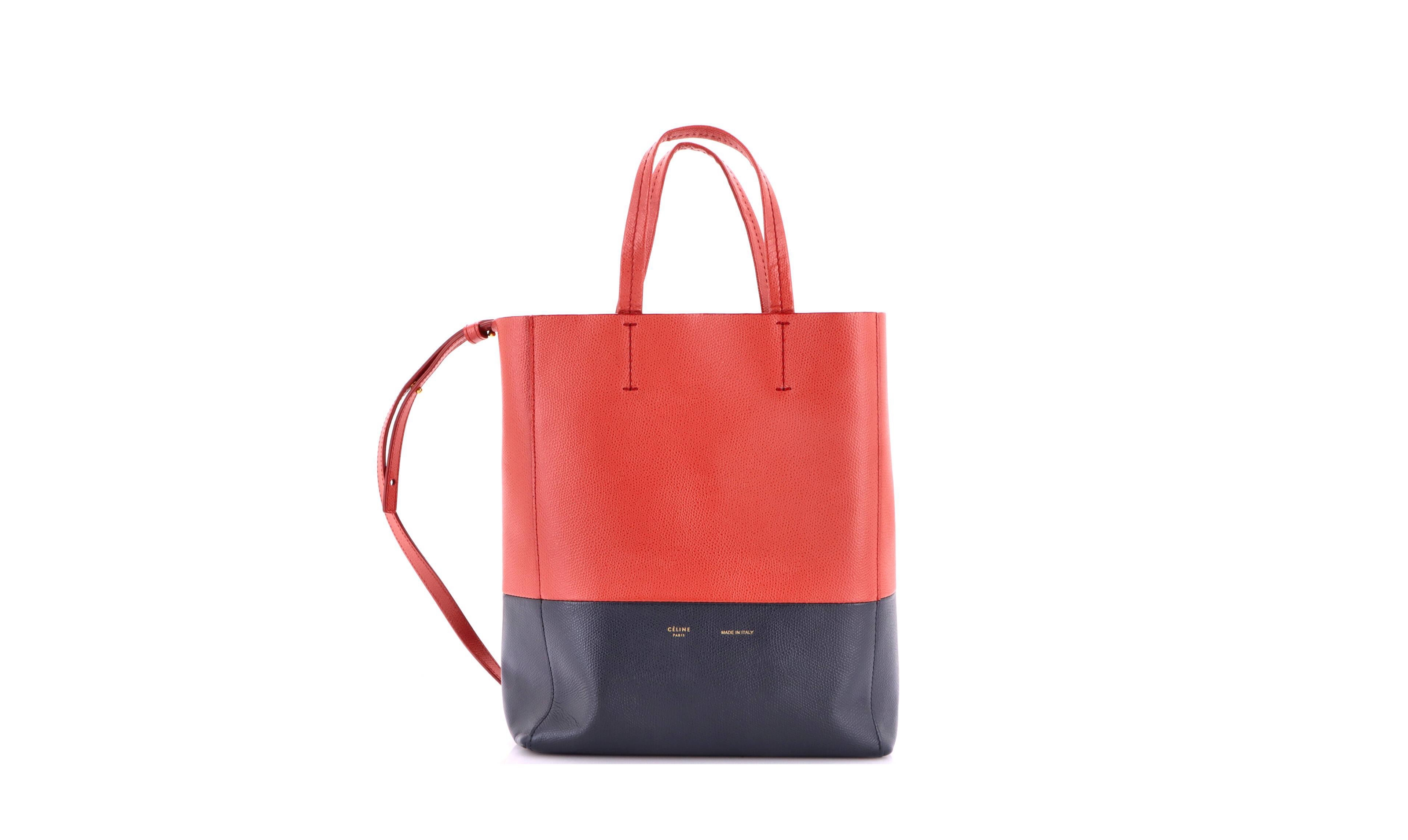Pre-Owned Celine Small Vertical Bi-Cabas Tote Grained Calfskin