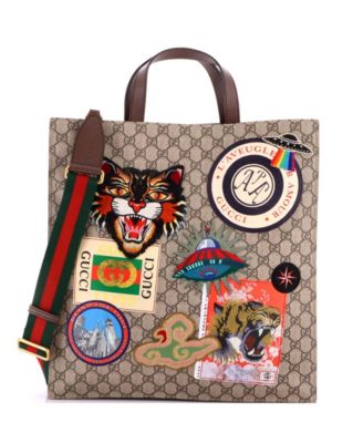 North South Courrier Convertible Soft Open Tote GG Coated Canvas with Applique