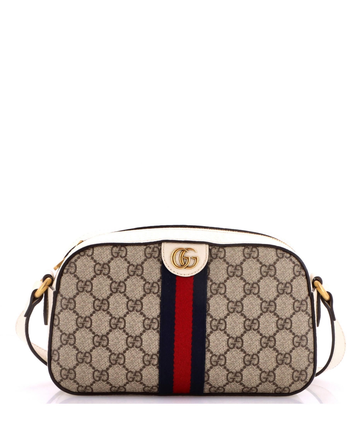 Pre-Owned Gucci Small Ophidia Camera Shoulder Bag Gg Coated Canvas with Leather - Natural