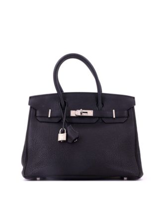 Pre-Owned Hermes Birkin 30 Handbag Black Togo with Palladium Hardware