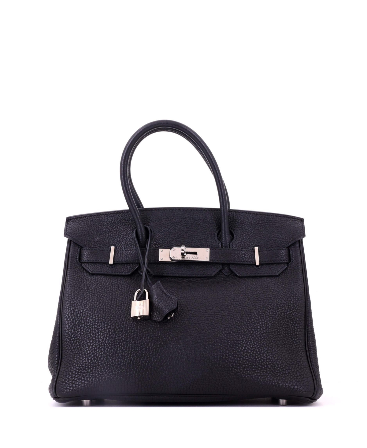 Pre-Owned Hermes Birkin 30 Handbag Black Togo with Palladium Hardware - Black