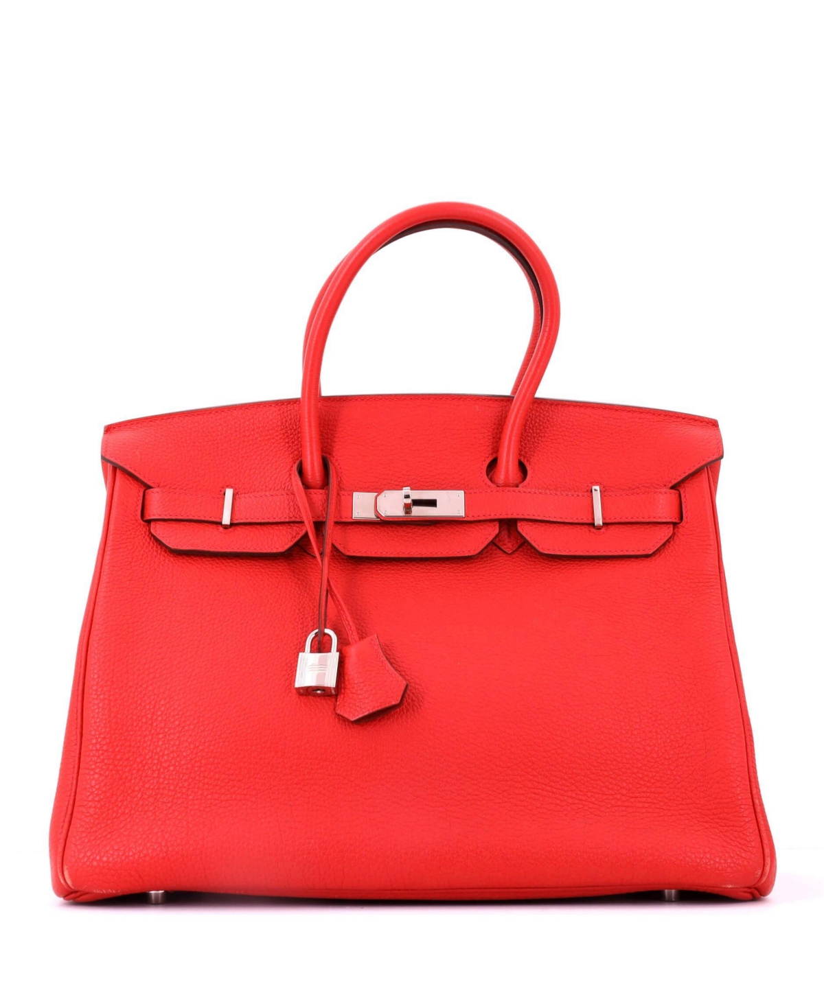 Pre-Owned Hermes Birkin 35 Handbag Red Togo with Palladium Hardware