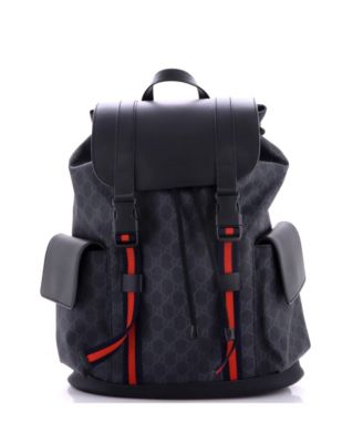 Large Double Pocket Buckle Backpack GG Coated Canvas