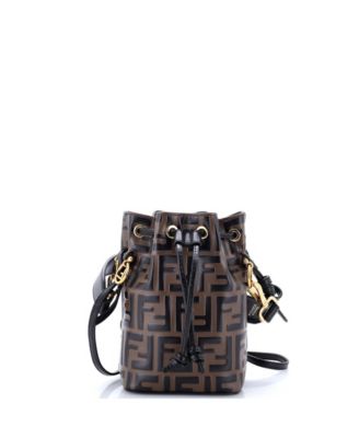 Mini Mon Tresor Bucket Bag Zucca Embossed Leather