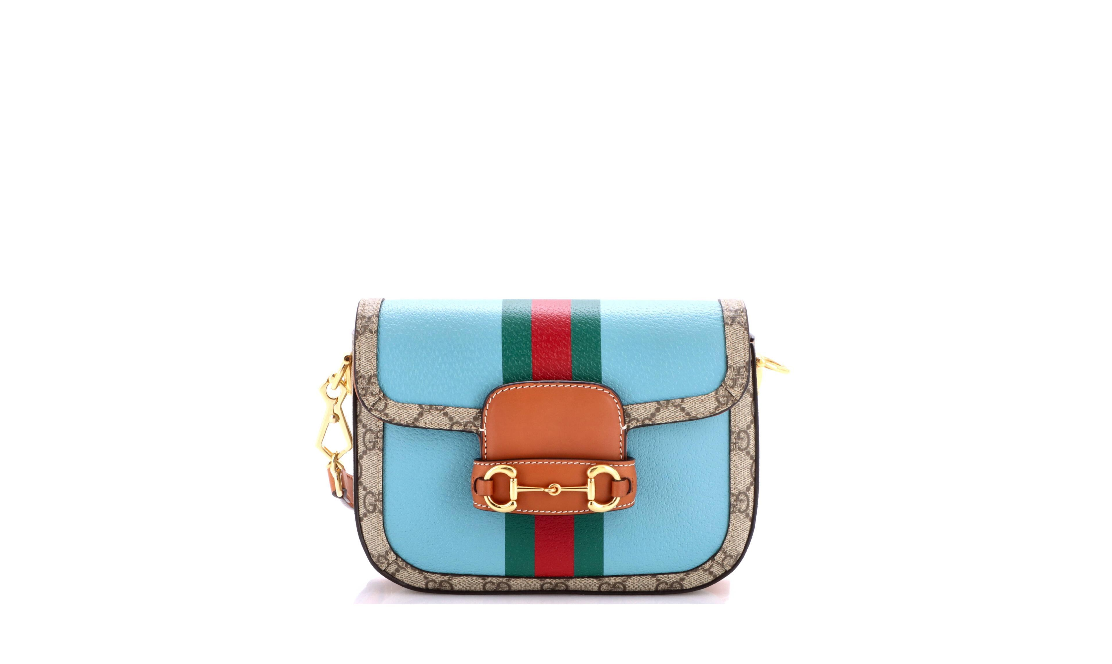 Pre-Owned Gucci Mini Horsebit 1955 Shoulder Bag Leather with Gg Coated Canvas