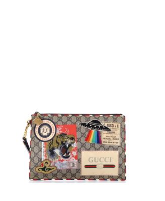 Courrier Pouch GG Coated Canvas with Applique