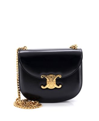 Triomphe Besace Clea Chain Flap Bag Leather