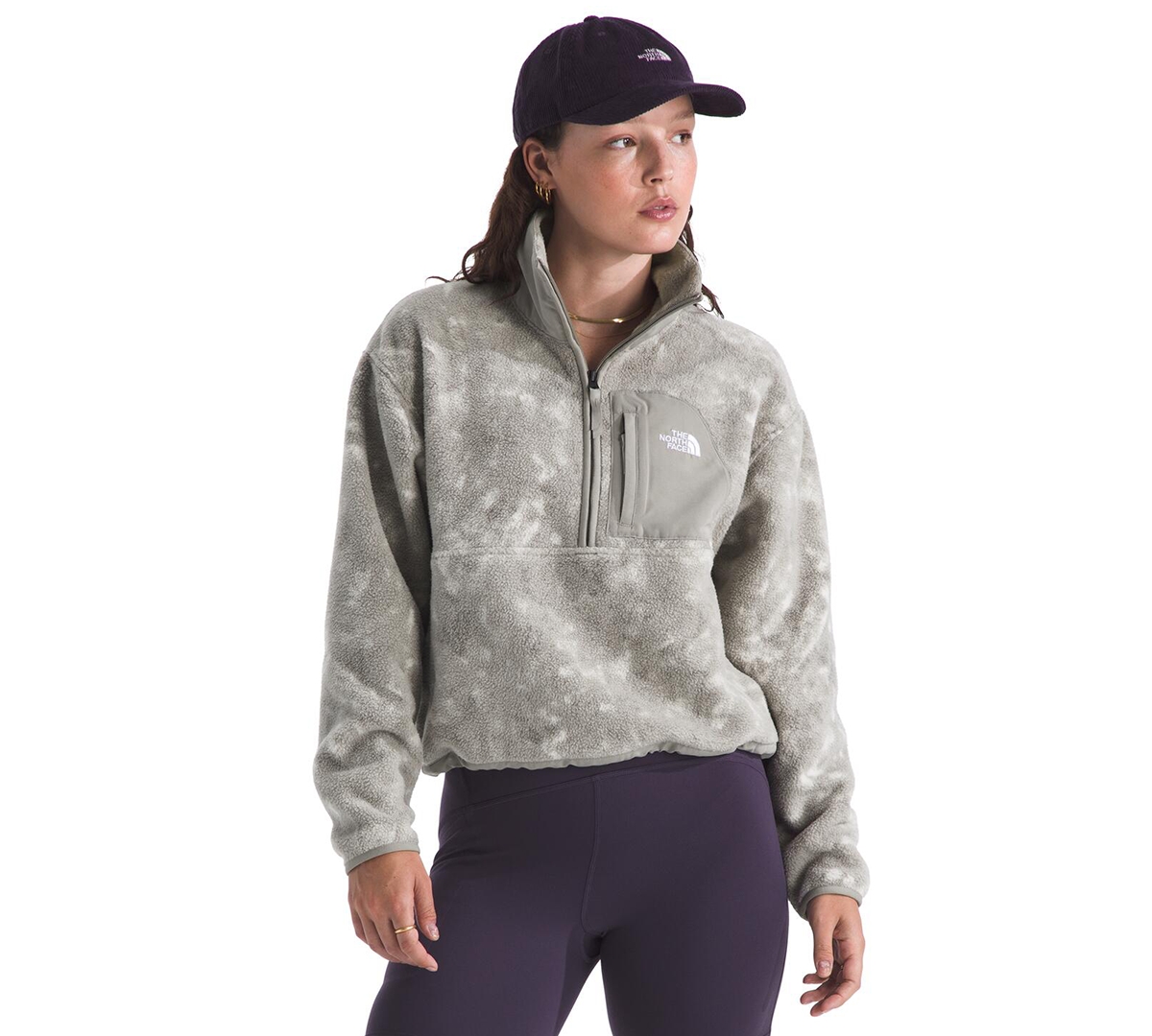 The North Face Women’s Yumiori Off Peak ½ Zip Fleece Jacket—print (Size: Small): Stone Slab Chalk Texture Print