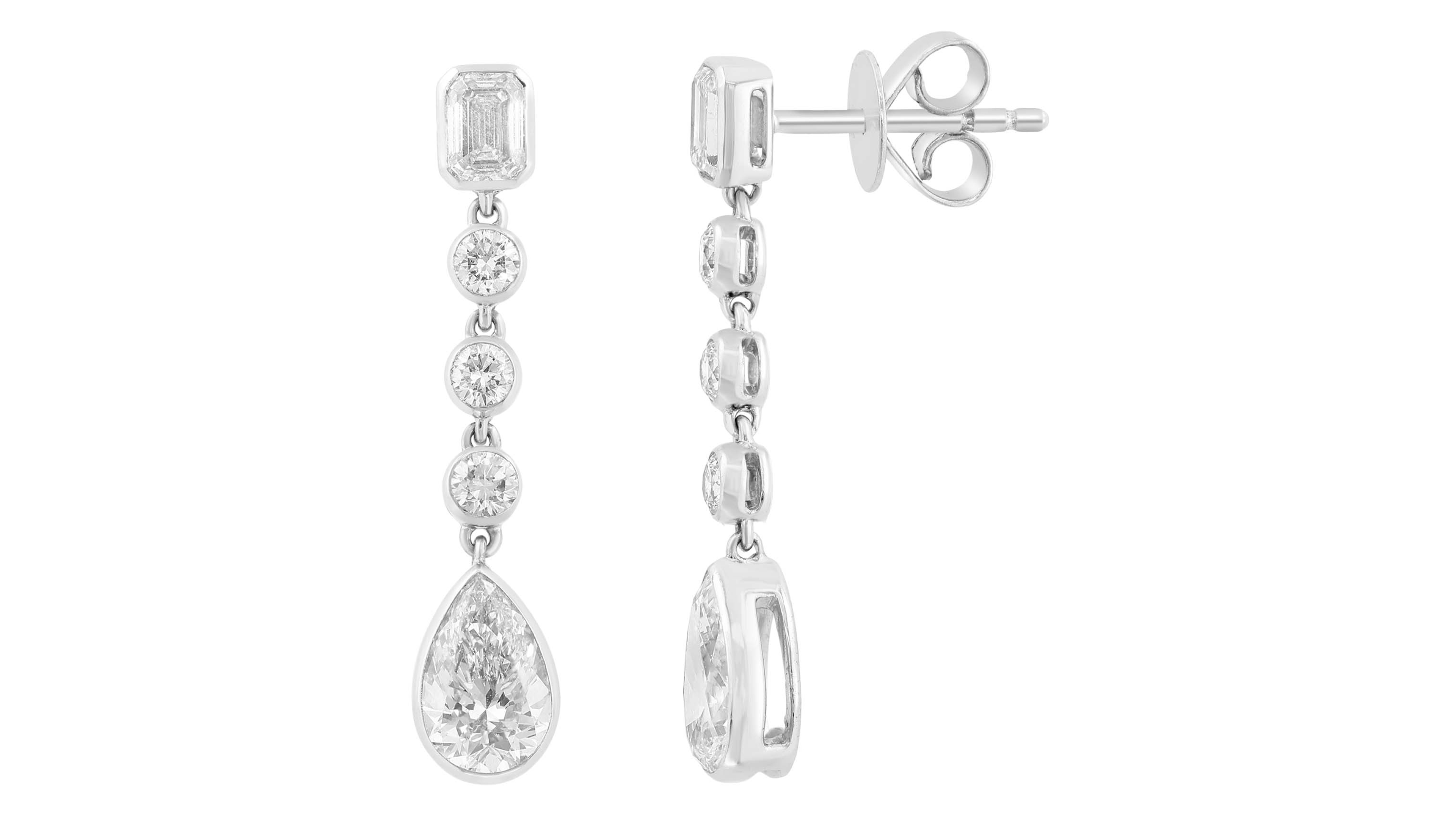 Effy Collection Lab-Grown Diamond Drop Earrings (2-1/6 ct. t.w.) in 14k White Gold