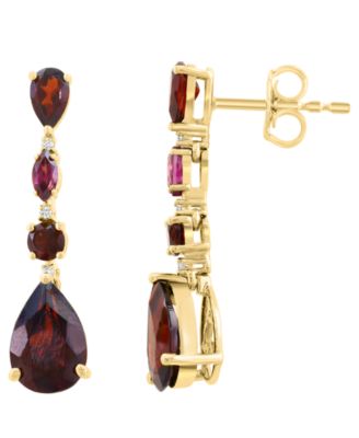 Garnet and Rhodolite Earrings with Diamond Accents (4 ct. t.w.) in 14k Yellow Gold