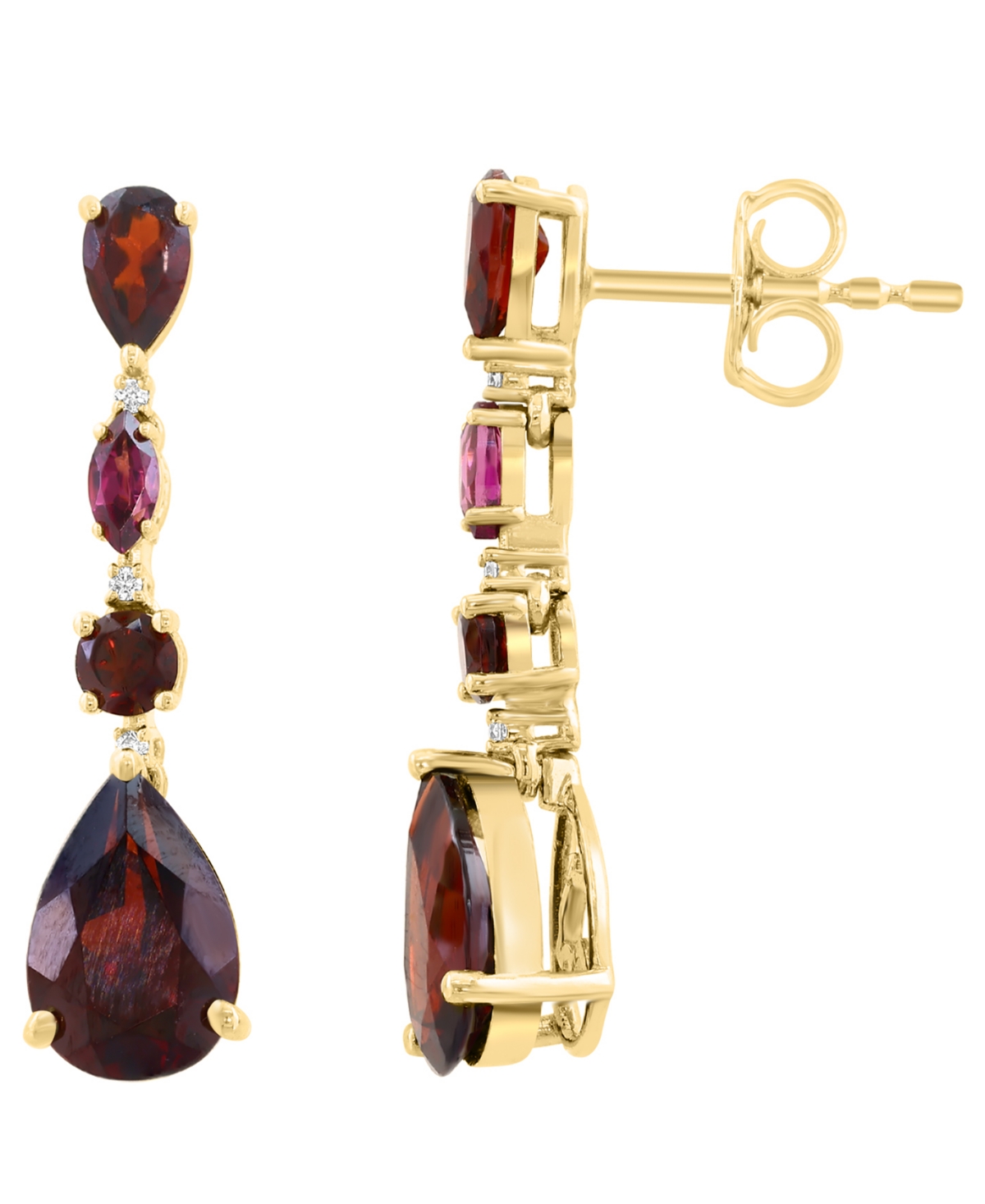 Effy Collection Garnet and Rhodolite Earrings with Diamond Accents (4 ct. t.w.) in 14k Yellow Gold