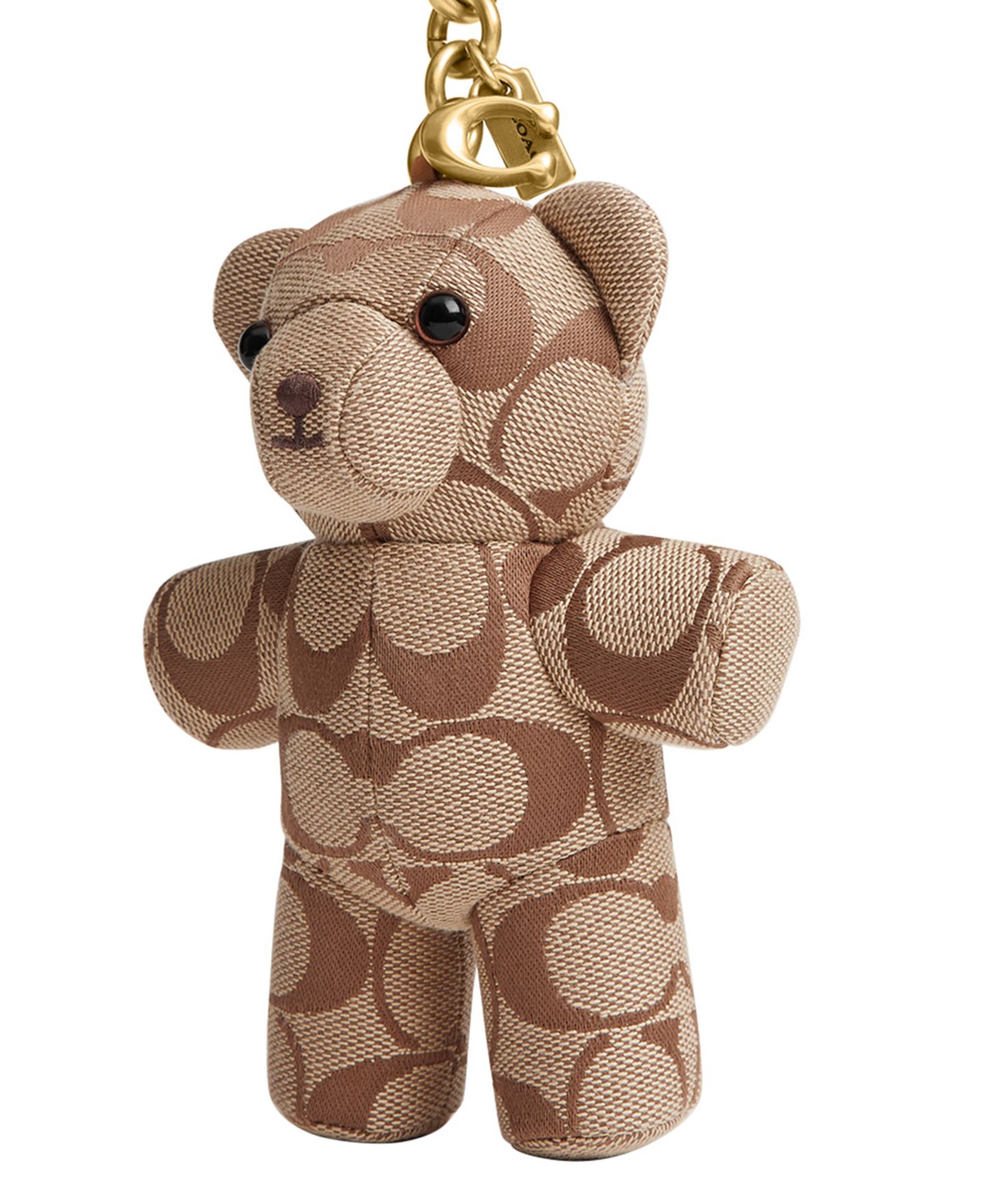 Женский брелок COACH Signature Jacquard Bear Bag Charm, цвет: Латунный / Рыжевато-коричневый — фото 2