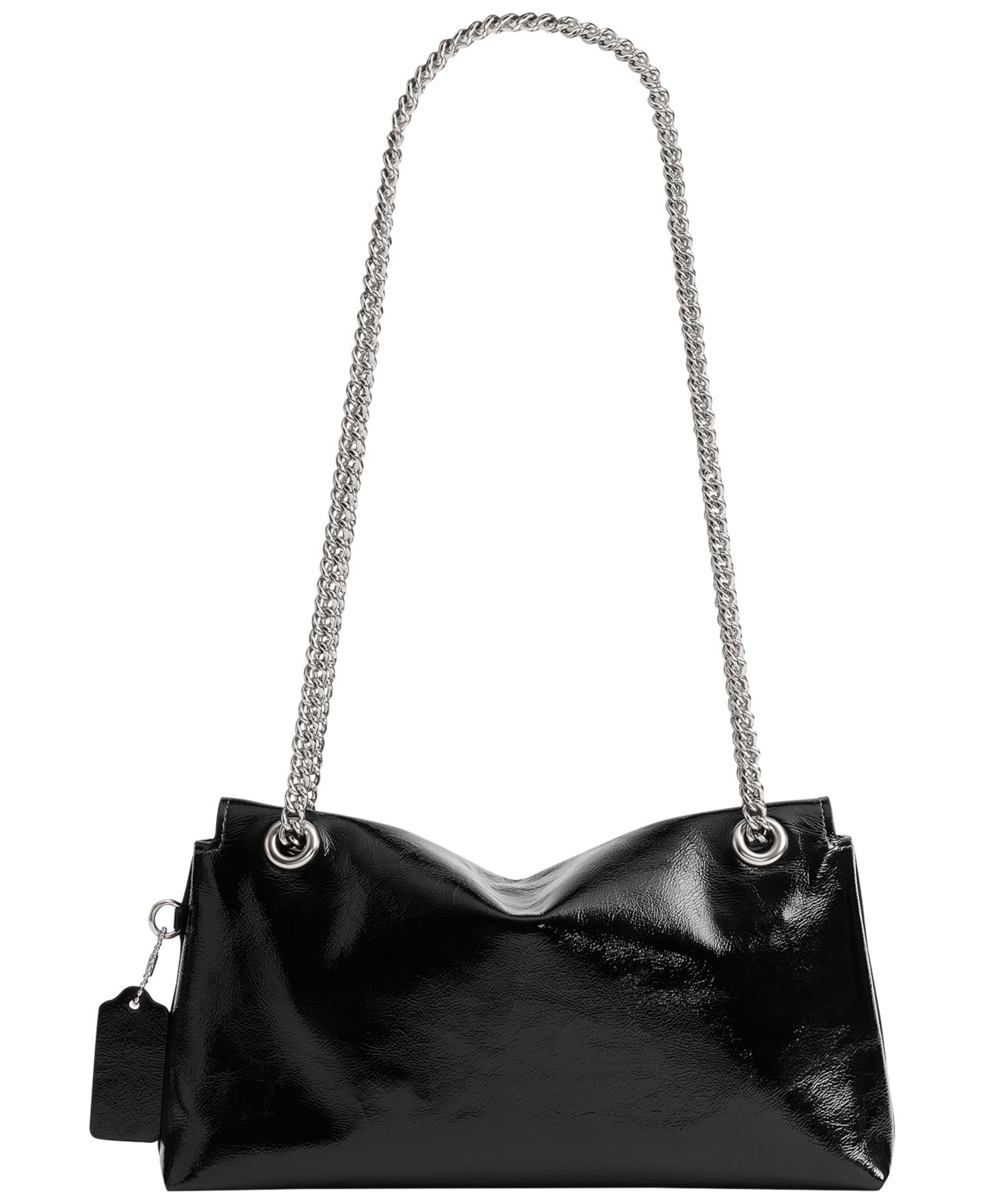 Женская сумка Coach Chelsea 26 из глазированной кожи на цепочке, на плечо, цвет: Чёрный / Серебряный — фото 2