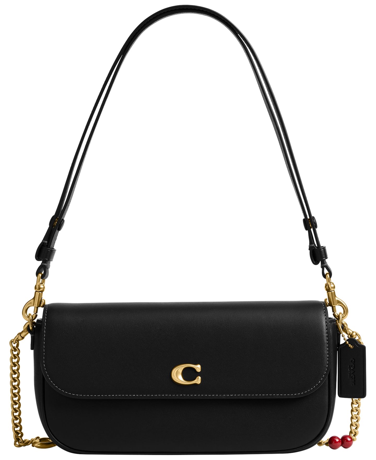 Женская сумка COACH Brook Small Leather Shoulder Bag with Charms, цвет: Латунный / Чёрный — фото 1