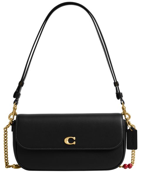 Женская сумка Coach Brook Small Leather Shoulder Bag with Charms, цвет: Латунный / Чёрный