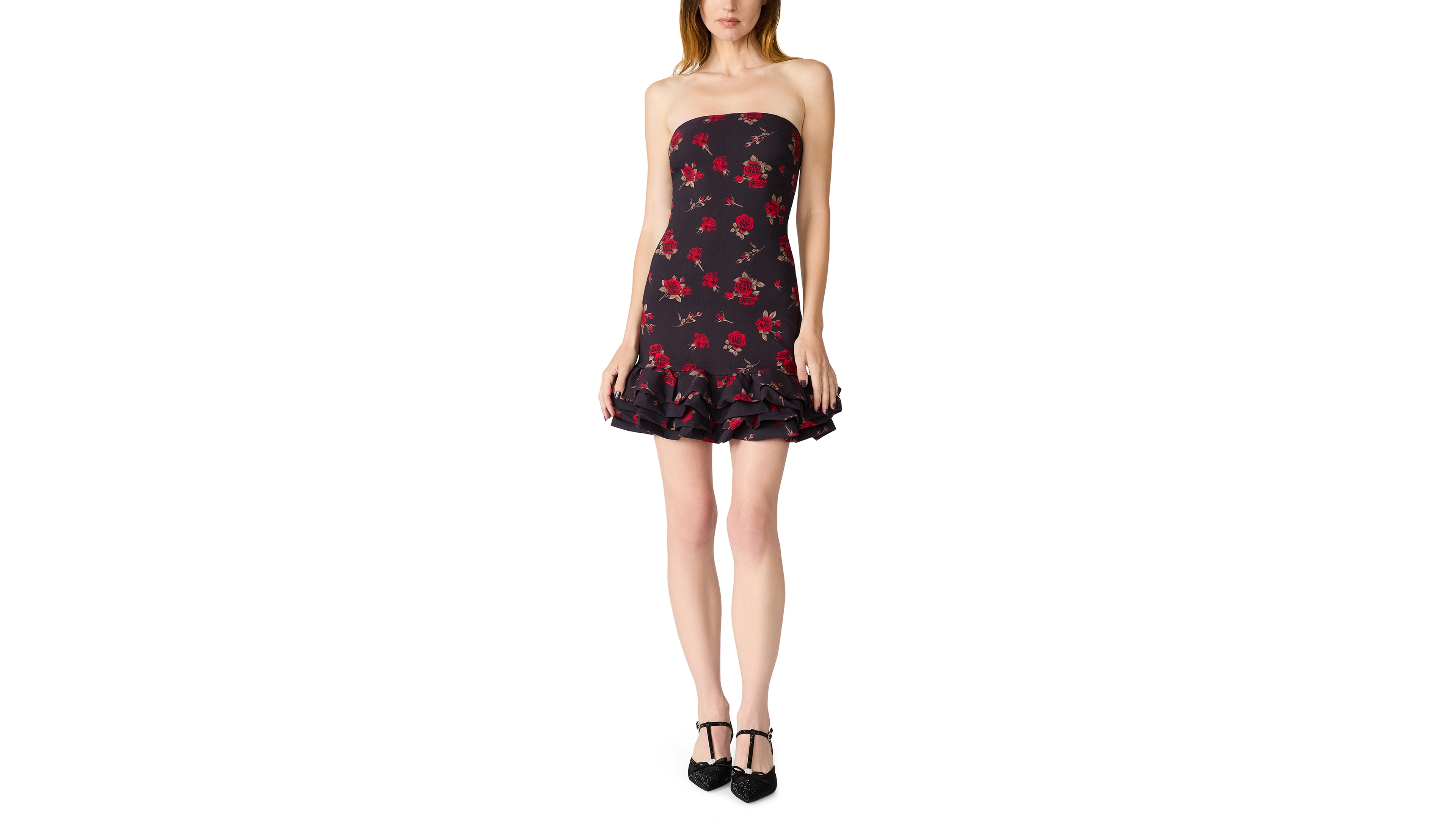 Betsey Johnson Women's Strapless Floral-Print Mini Dress