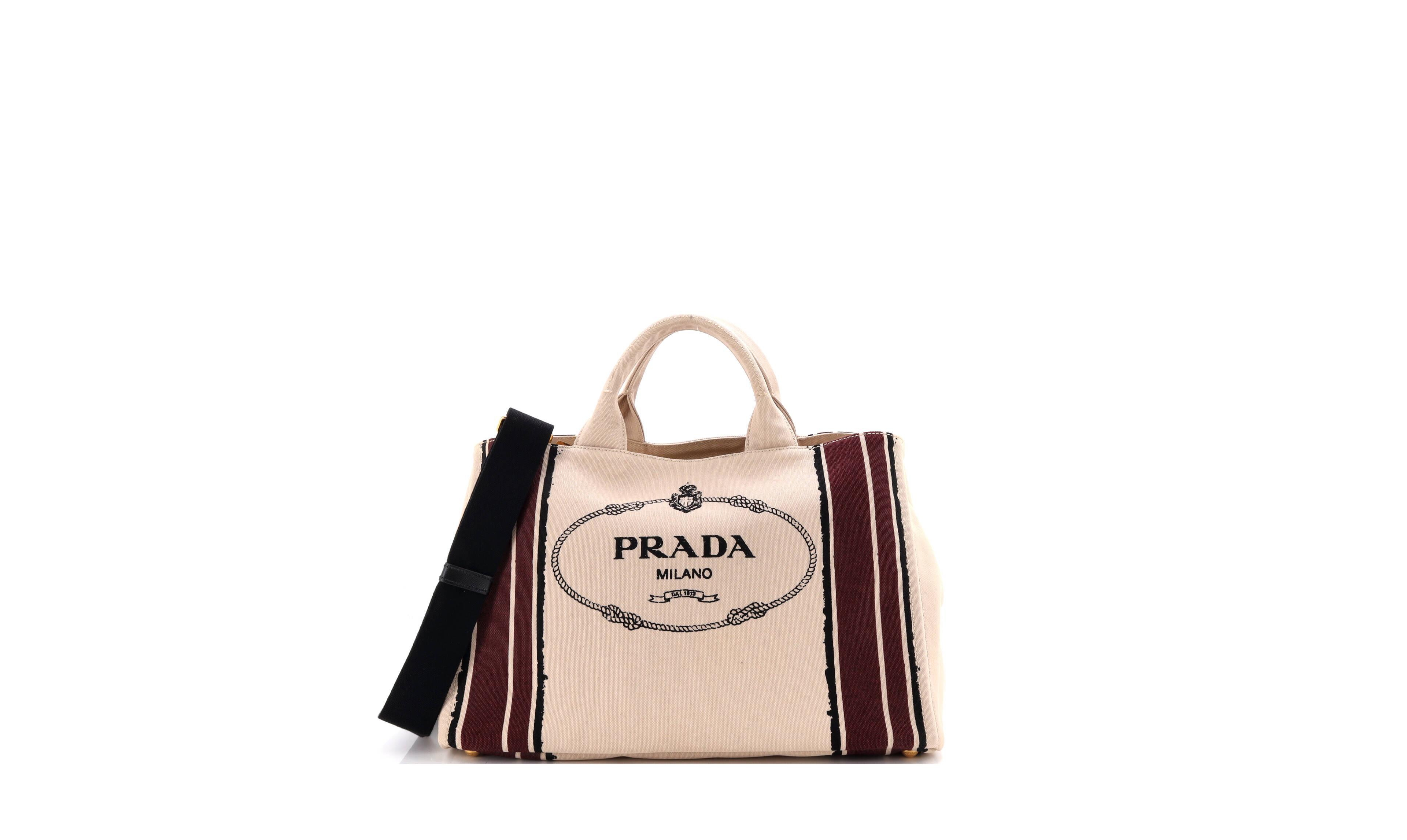Pre-Owned Prada Large Canapa Convertible Tote Printed Canvas