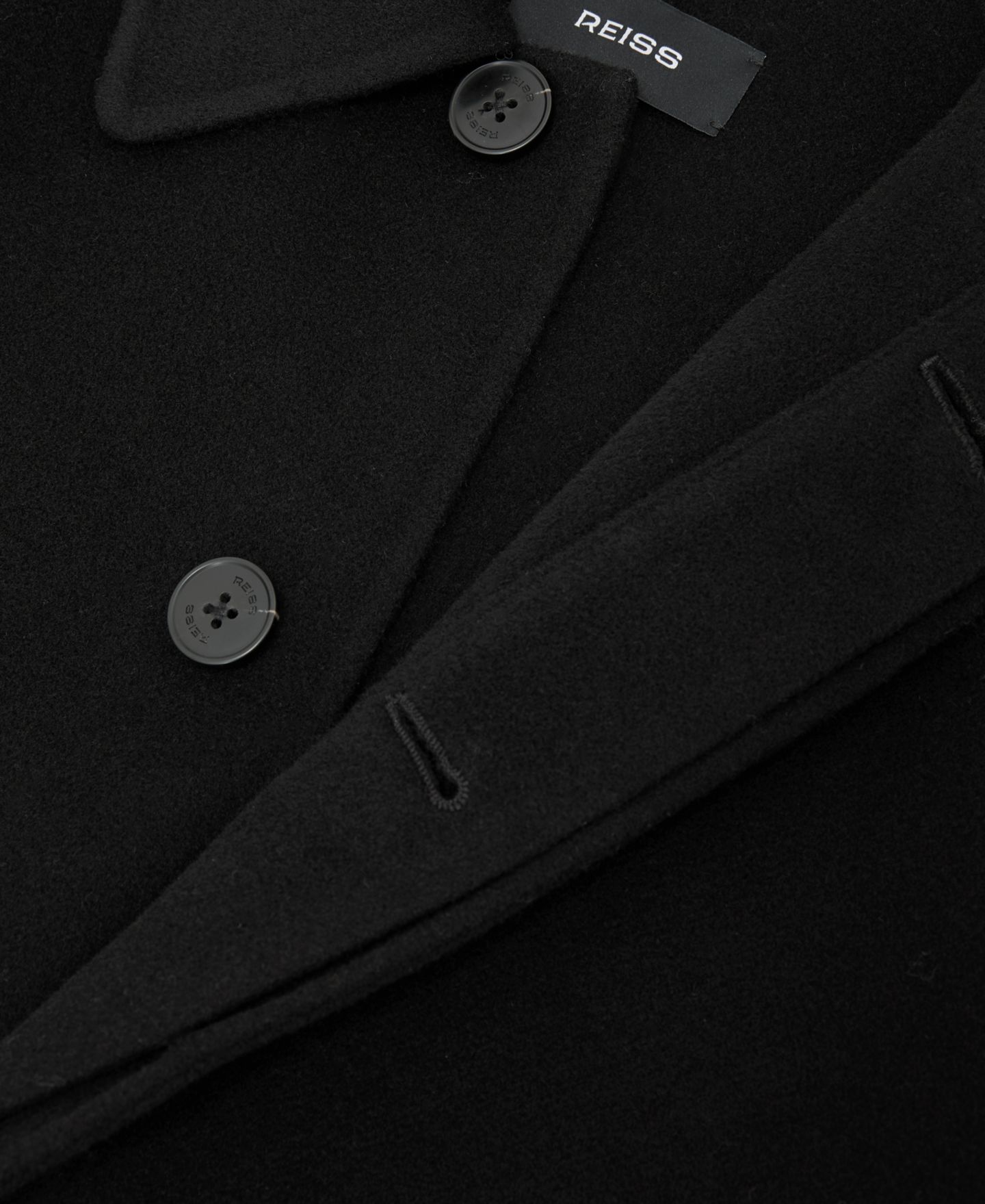 Мужское пальто REISS McCullough Wool-Blend Single-Breasted Raglan Sleeves Overcoat, цвет: Чёрный — фото 5