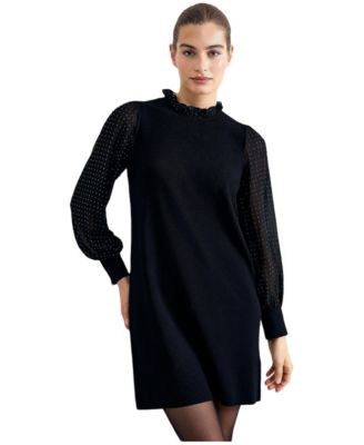 Women's Thea Ruffled Gem-Embellished Mini Sweater Dress