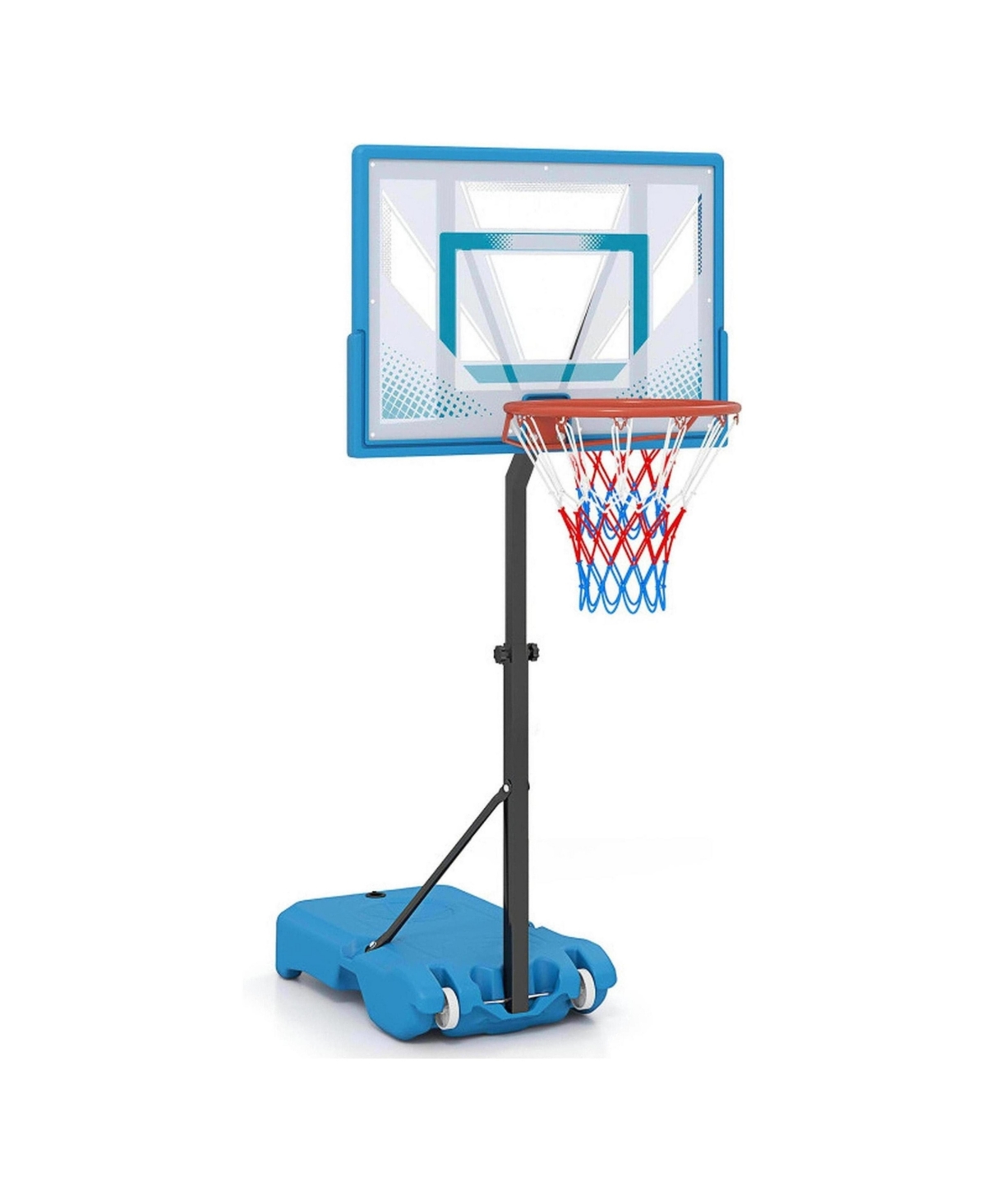 Sugift Adjustable Height Portable Basketball Hoop with Weighted Base - Blue