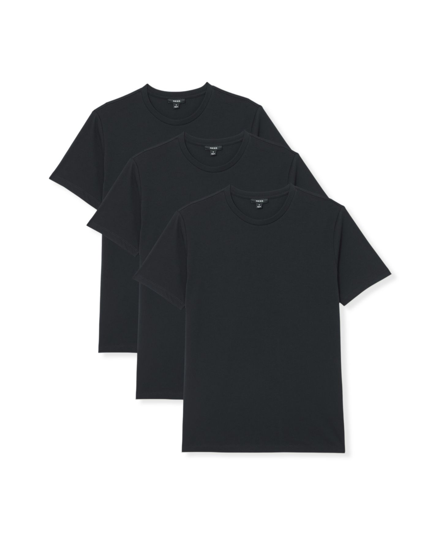 Мужская футболка REISS Joe Crew-Neck Slim-Fit Short-Sleeve, цвет: Чёрный — фото 2