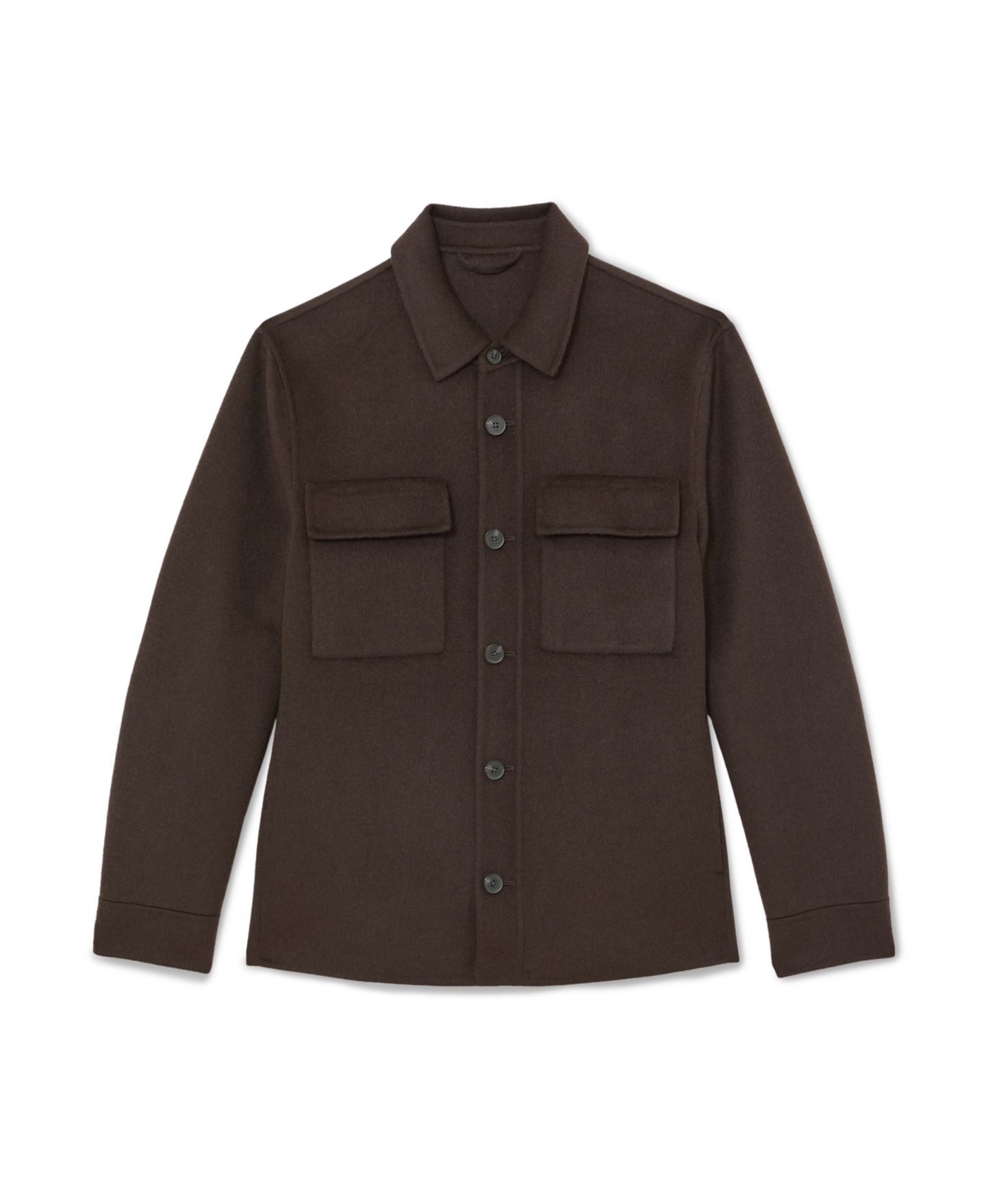 Мужская рубашка REISS Net Wool-Blend Long-Sleeve Point Collar Overshirt, цвет: Коричневый — фото 2