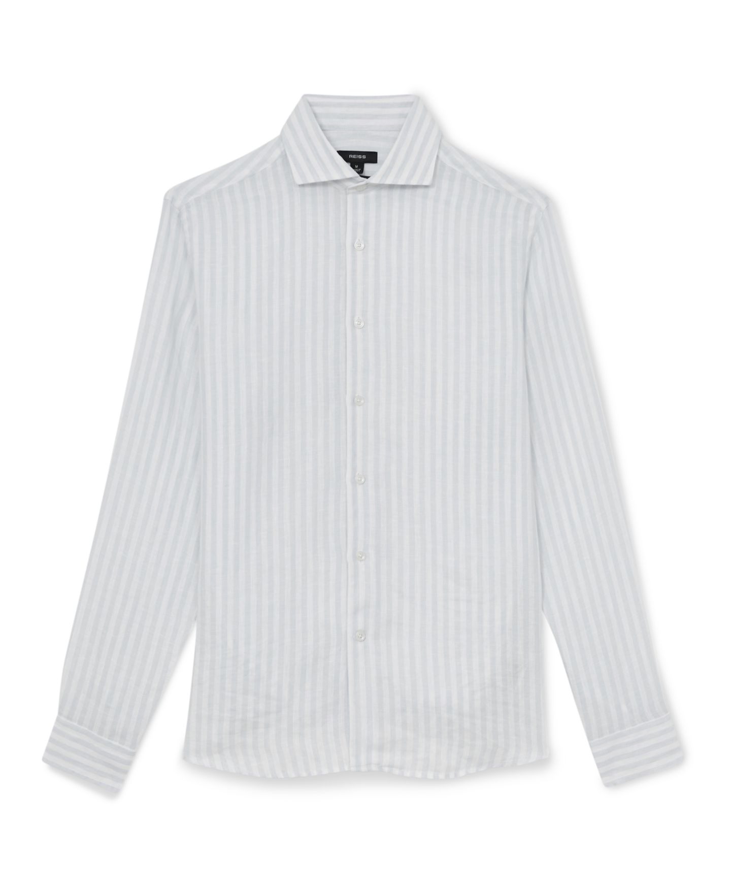 Мужская рубашка REISS Ruban Linen Stripe Long-Sleeve, цвет: Синий / Белый — фото 2