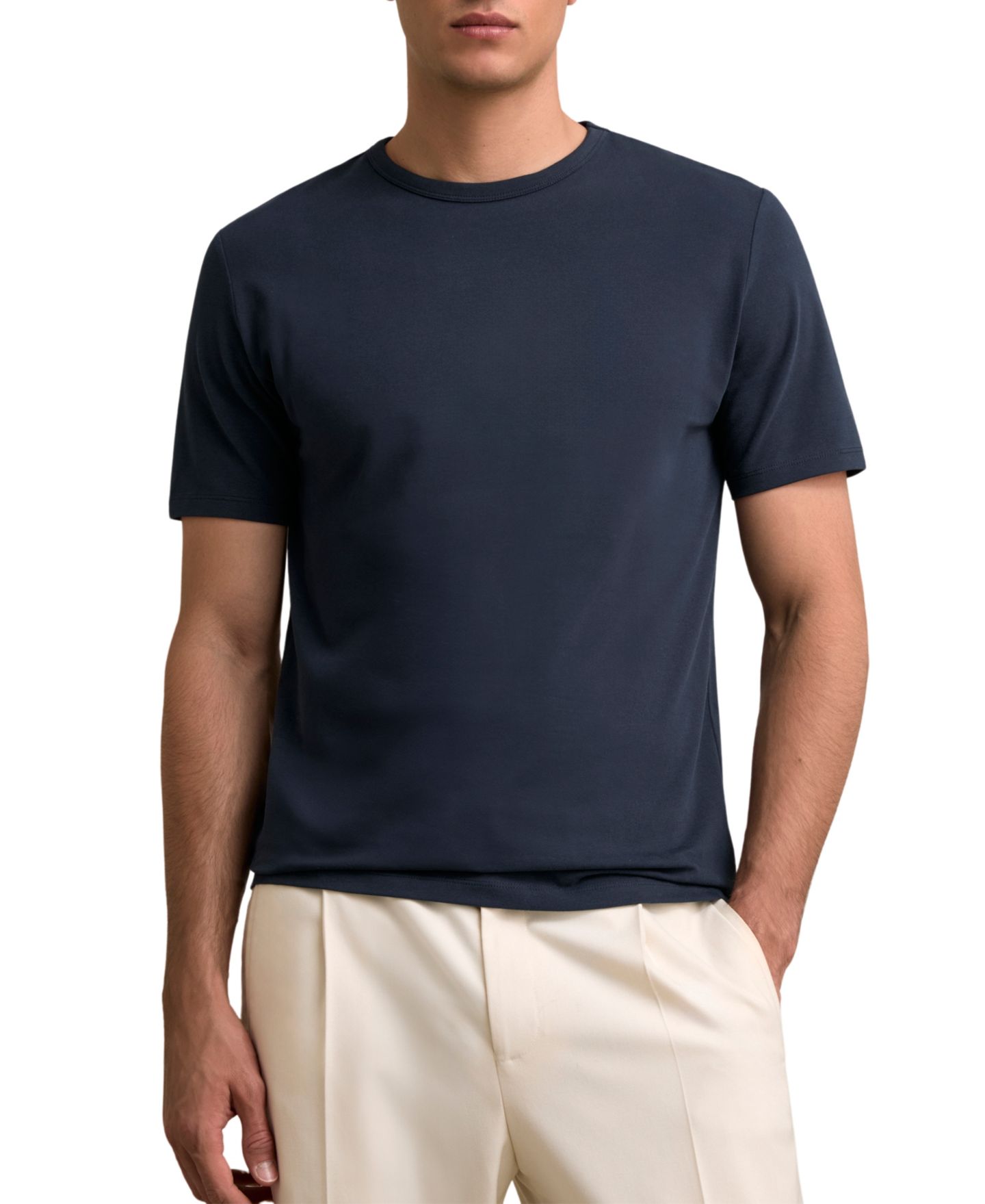 Мужская футболка REISS Joe Slim-Fit Stretch, цвет: Тёмно-синий — фото 1