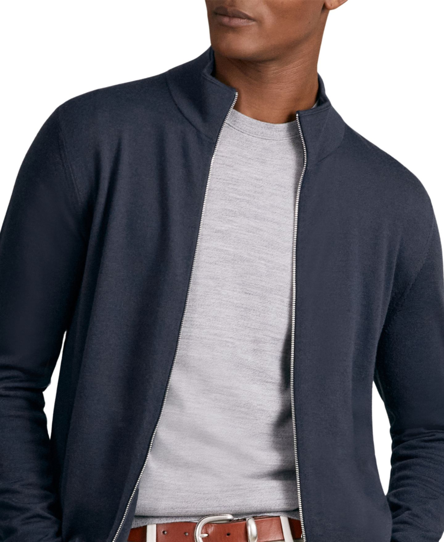 Мужской кардиган из мериносовой шерсти Reiss Hampshire на молнии с воротником-воронкой, цвет: Полуночный тёмно-синий — фото 5