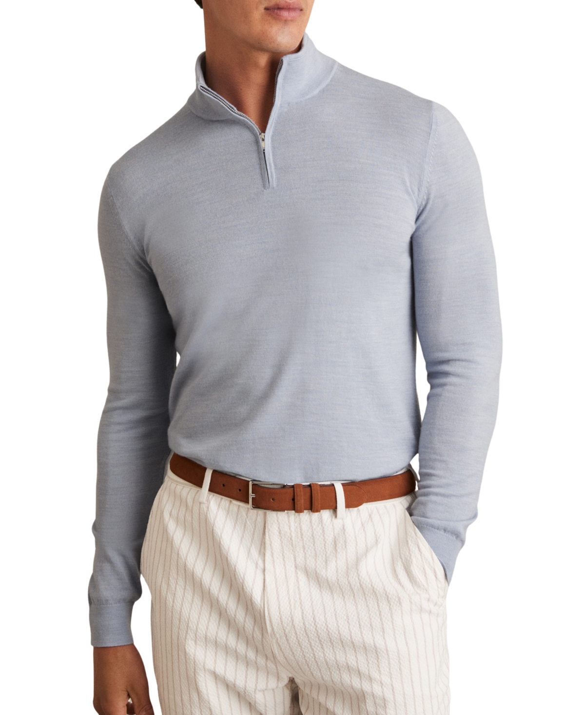 Reiss Men's Blackhall Half-Zip Slim-Fit Merino Wool Sweater