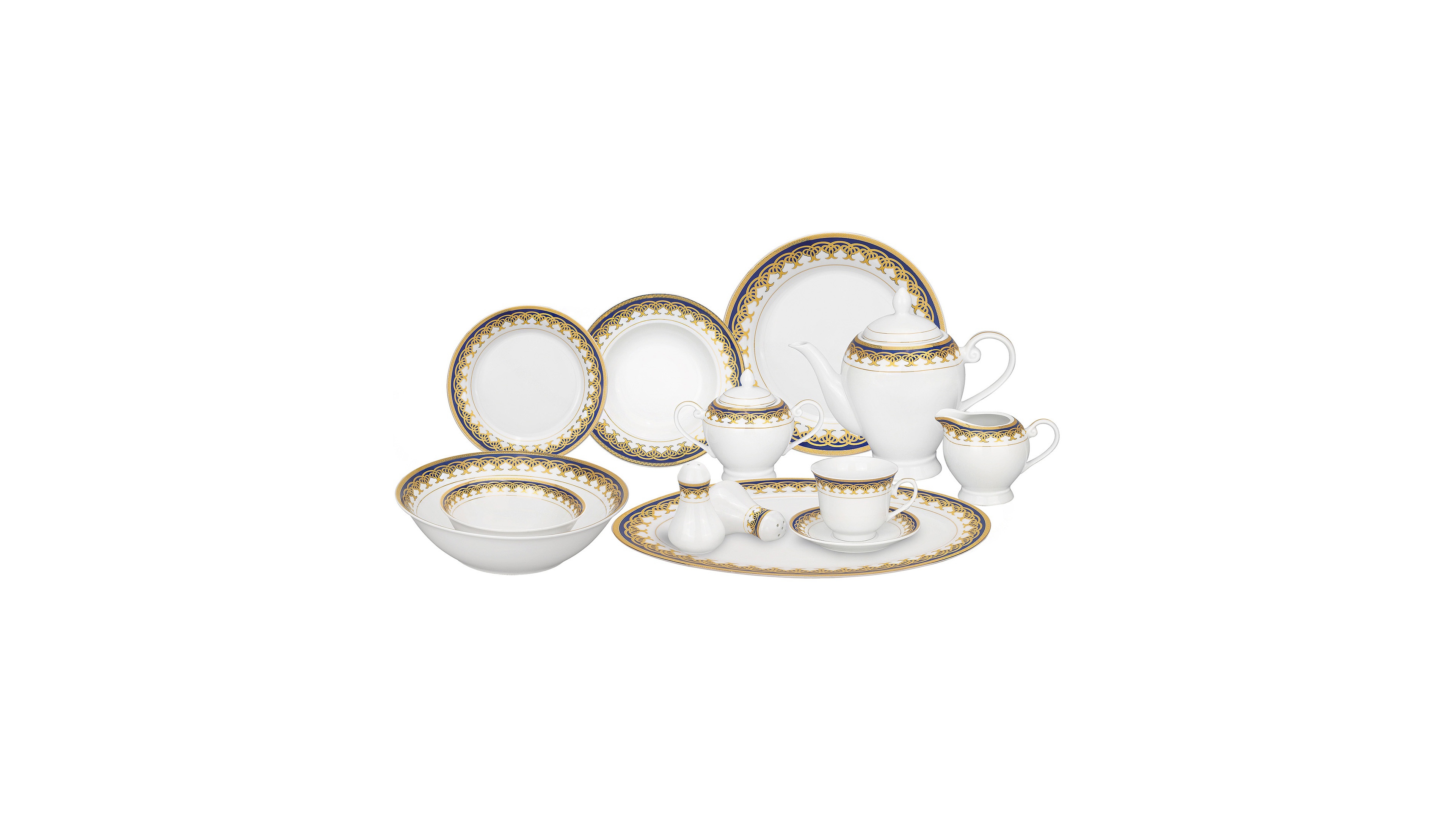 Lorren Home Trends 57 Piece Porcelain Dinnerware Set, Service for 8